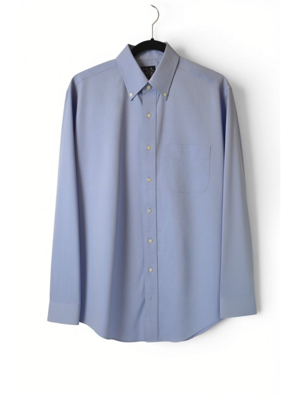 Jos A Bank Traveler's Collection Blue Dress Shirt 15.5 34 Tailored Fit Cotton